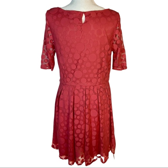 Lauren Conrad Peachy Pink Polka Dot Mesh  Party Cocktail Dress Size 12 - Picture 5 of 10